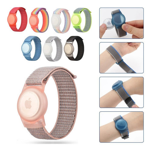 Pulseira Ajustável para Airtag Rastreador Infantil, Criança e Idoso - Nylon Respirável 17cm