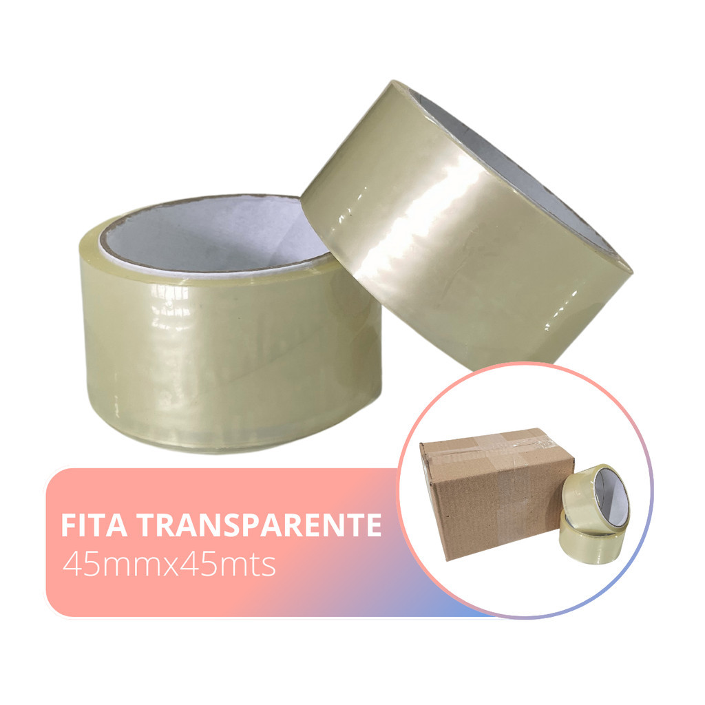Fita Adesiva Larga 45mm x 45metros Transparente 1 Rolo Durex Para Caixas de Papelão em Oferta na Shopee