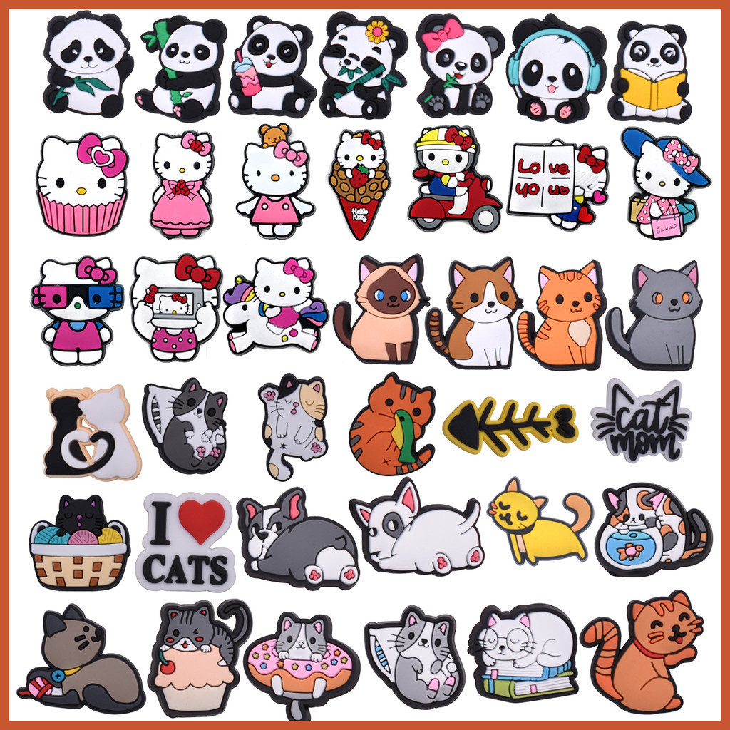 Sapato Encantos Decorações Animais Bonitos Gato Dos Desenhos Animados DIY Pinos PVC Tamanco Para Sapatos