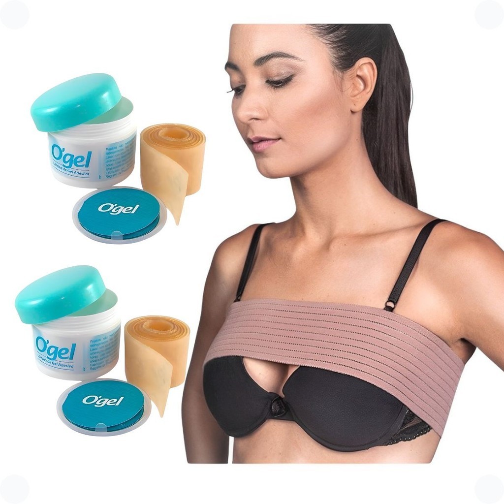 Kit Pós Mamoplastia 1 Faixa Mamária + 2 Fitas Cicatrizantes Autocolantes 30X3 E 60X3
