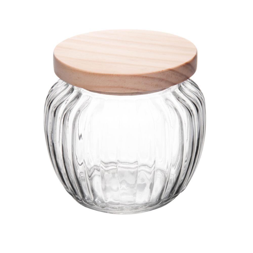 Porta Mantimento de Vidro com Tampa de Pinus 600ml em Oferta na Shopee