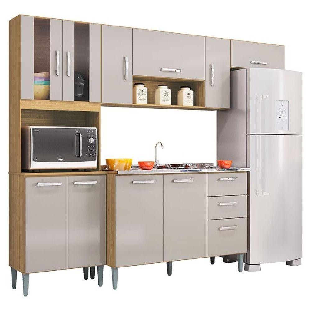 Cozinha Com Balcão De Pia Lavínia Damasco Off White - Poquema em Oferta na Shopee