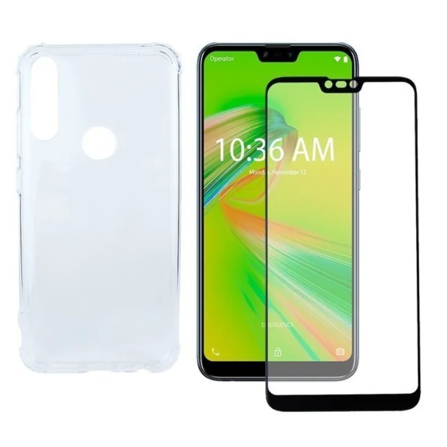 Kit Capa Capinha Case Air Bag Asus Zenfone MAX SHOT/MAX PLUS M2 ZB634KL + Pelicula  De Vidro 3D