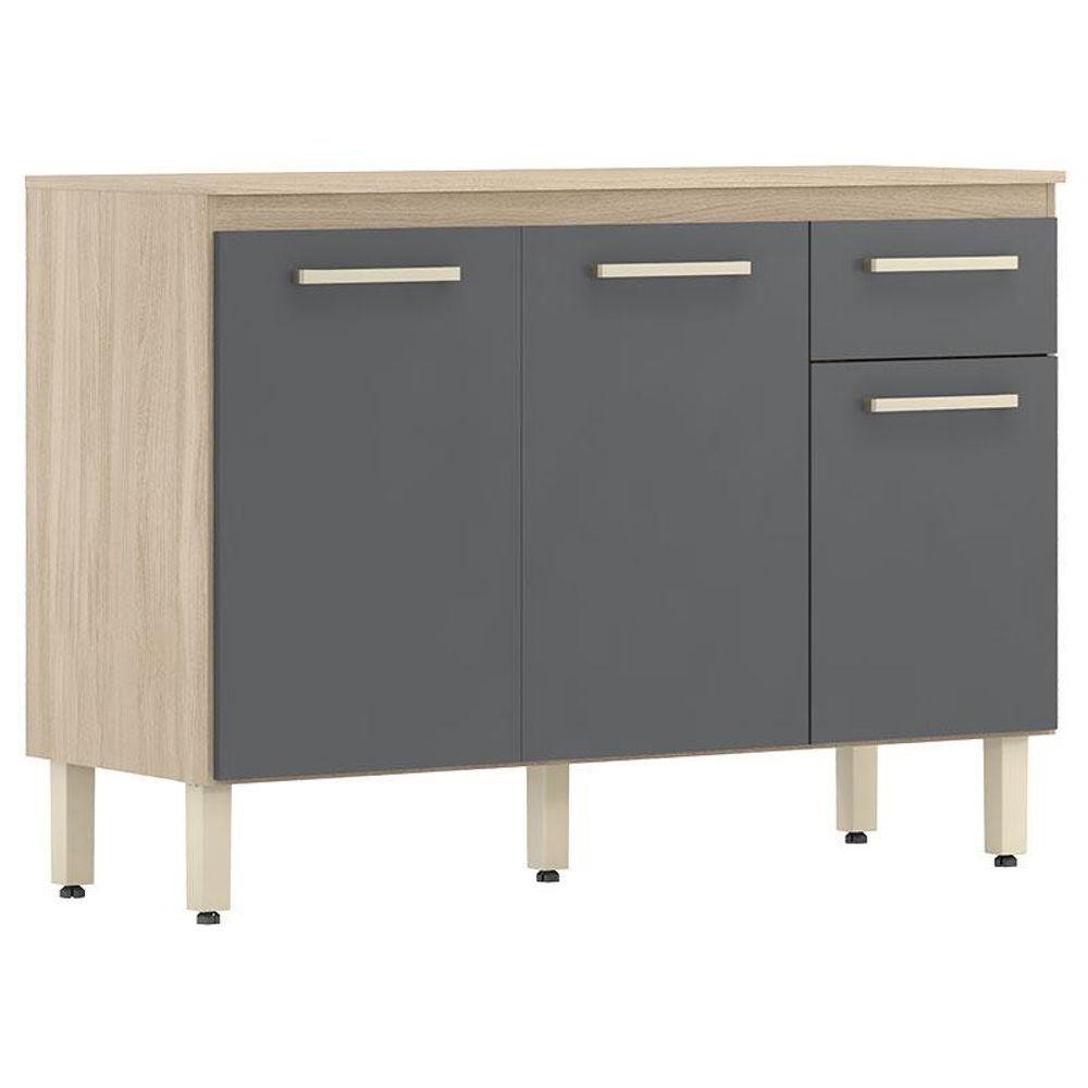 Balcão De Cozinha Dama Com Tampo 120 Cm Avena Grafito - Demobile - Home & Living
