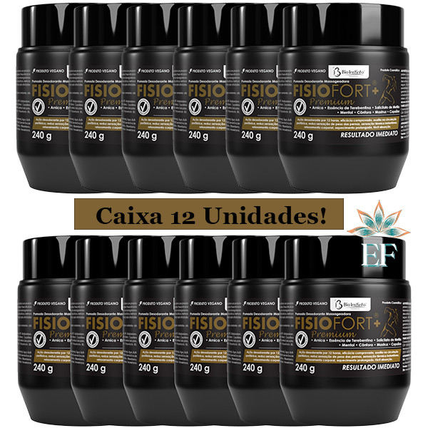 Caixa 12 Unidades Pomada Massageadora FISIOFORT PREMIUM 240g Bio Instinto