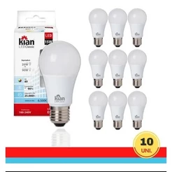 Kit 10 Lâmpada Bulbo Led 12w Branco Frio 6500k Bivolt Kian