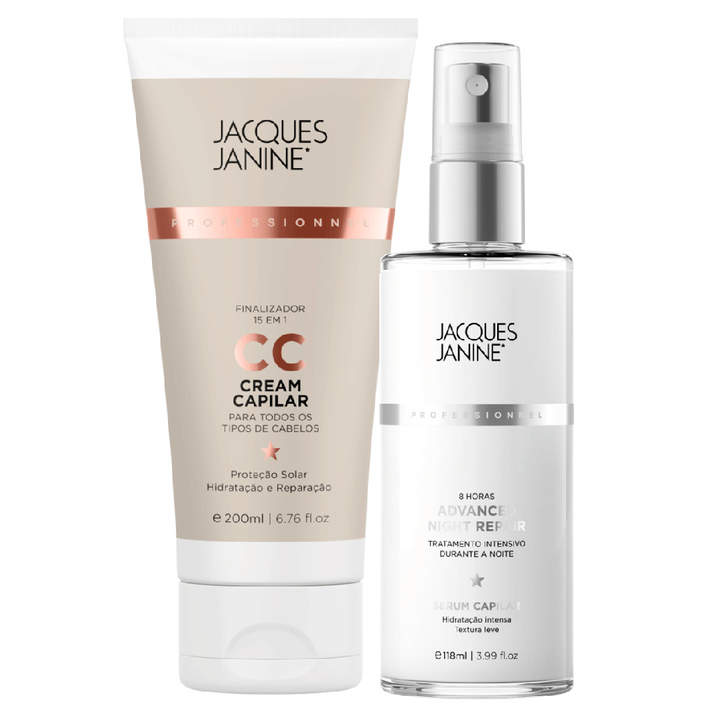 Kit Jacques Janine Finalizadores CC Cream Capilar 200ml Sérum Advanced Night Repair 118ml em Oferta na Shopee
