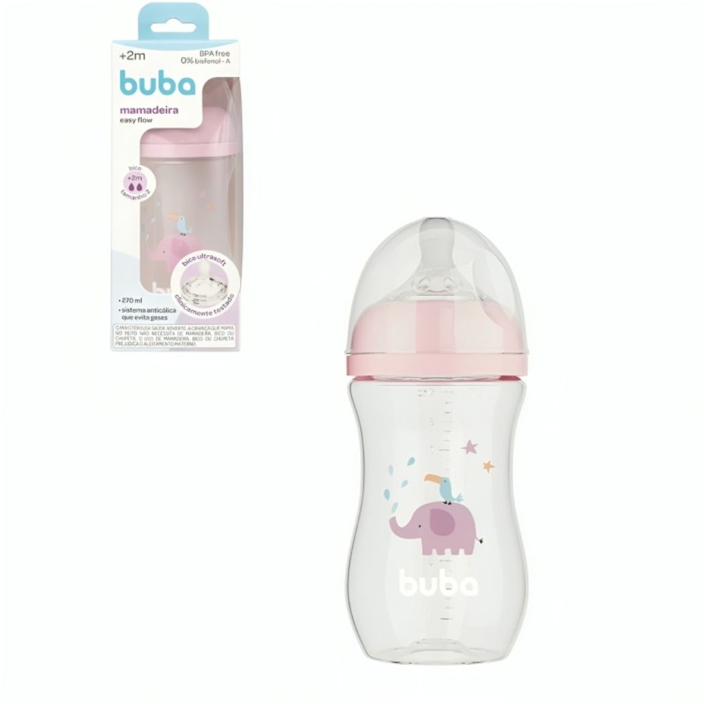 Mamadeira Easy Flow Anticólica 270ml Elefante Rosa 17250 - Buba em Oferta na Shopee