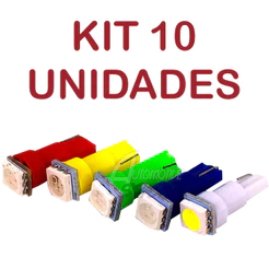 Kit 10x Lampada Led Pinguinho 5050 Painel T5 C/Suporte Cores