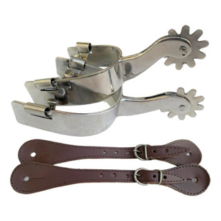 Espora Quarto De Milha Inox Country Cavalo Doma + Correia em Oferta na Shopee