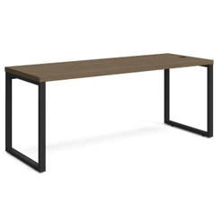 Mesa Escrivaninha Escritório Kappesberg 190cm Preta Aço Industrial Tampo Marrom