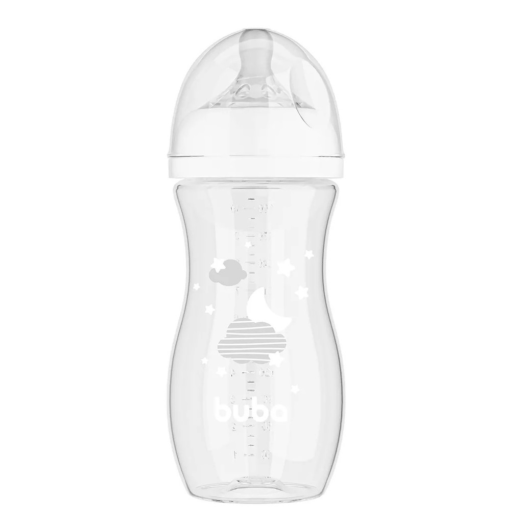 Mamadeira Buba Easy Flow 330ml Com Bico Anticolica Fluxo 3 Nuvem Branca mamadeira buba