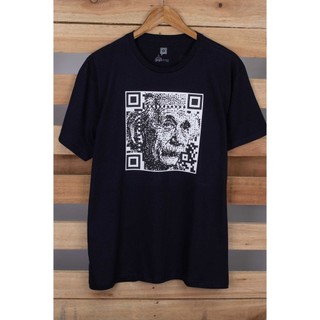Camiseta Masculina QR Code Einstein 100% Algodão Manga Curta Gola Redonda Modelagem Reta Gogocloset