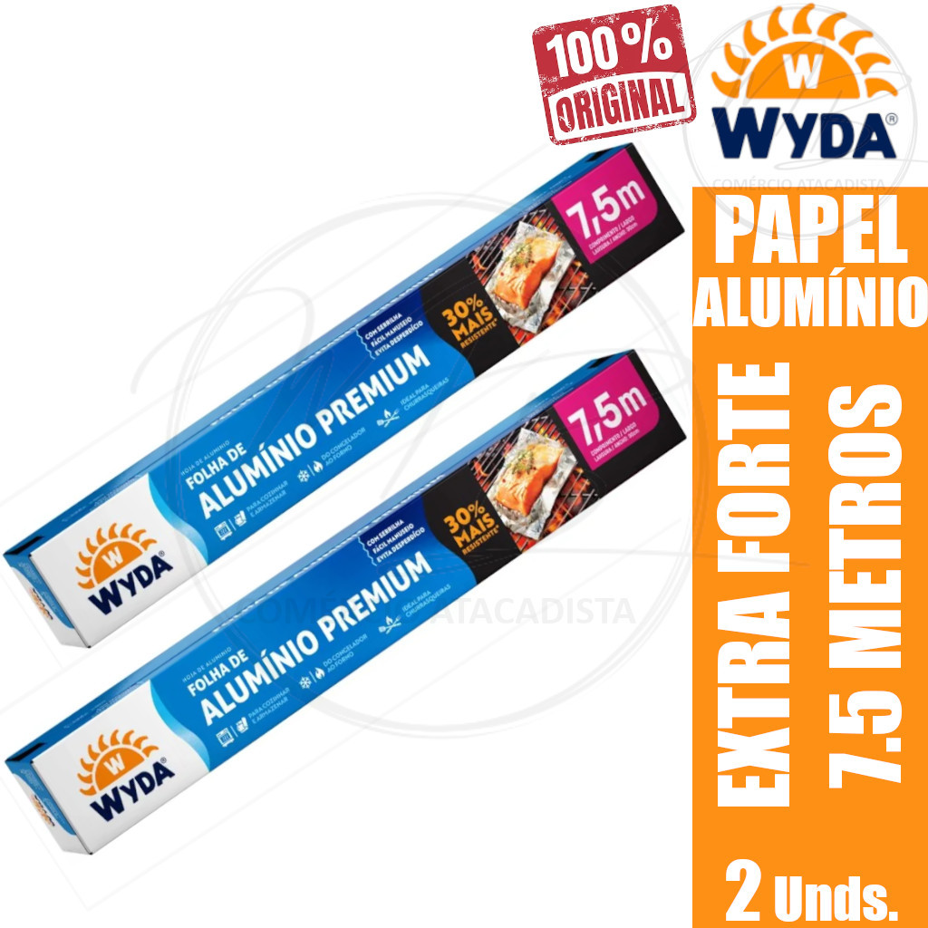 Kit 2 Papel Alumínio Premium 7,5m X 30 cm RC30X7.5 - Wyda