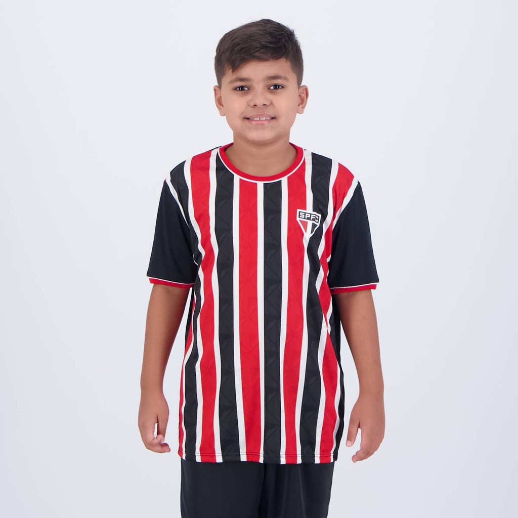 Camisa São Paulo Classmate Infantil Preta e Vermelha em Oferta na Shopee