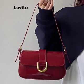 Lovito Elegante superfície brilhante de vermelho bolsa de ombro pequena para mulheres LFA4...