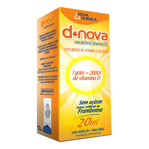 D-nova Vitamina D3 Gotas 200ui 20ml Framboesa Multilab