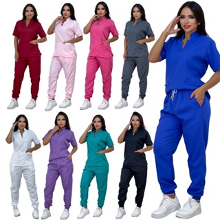 Pijama Cirúrgico Hospitalar Jogger Gola Padre Scrubs de Clínicas Oxford Premium Não Amassa em Oferta na Shopee