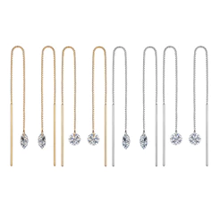 2PCS Kit Piercing Palitinho Corrente Aço Cirúrgico Pvd Zircônia Oval