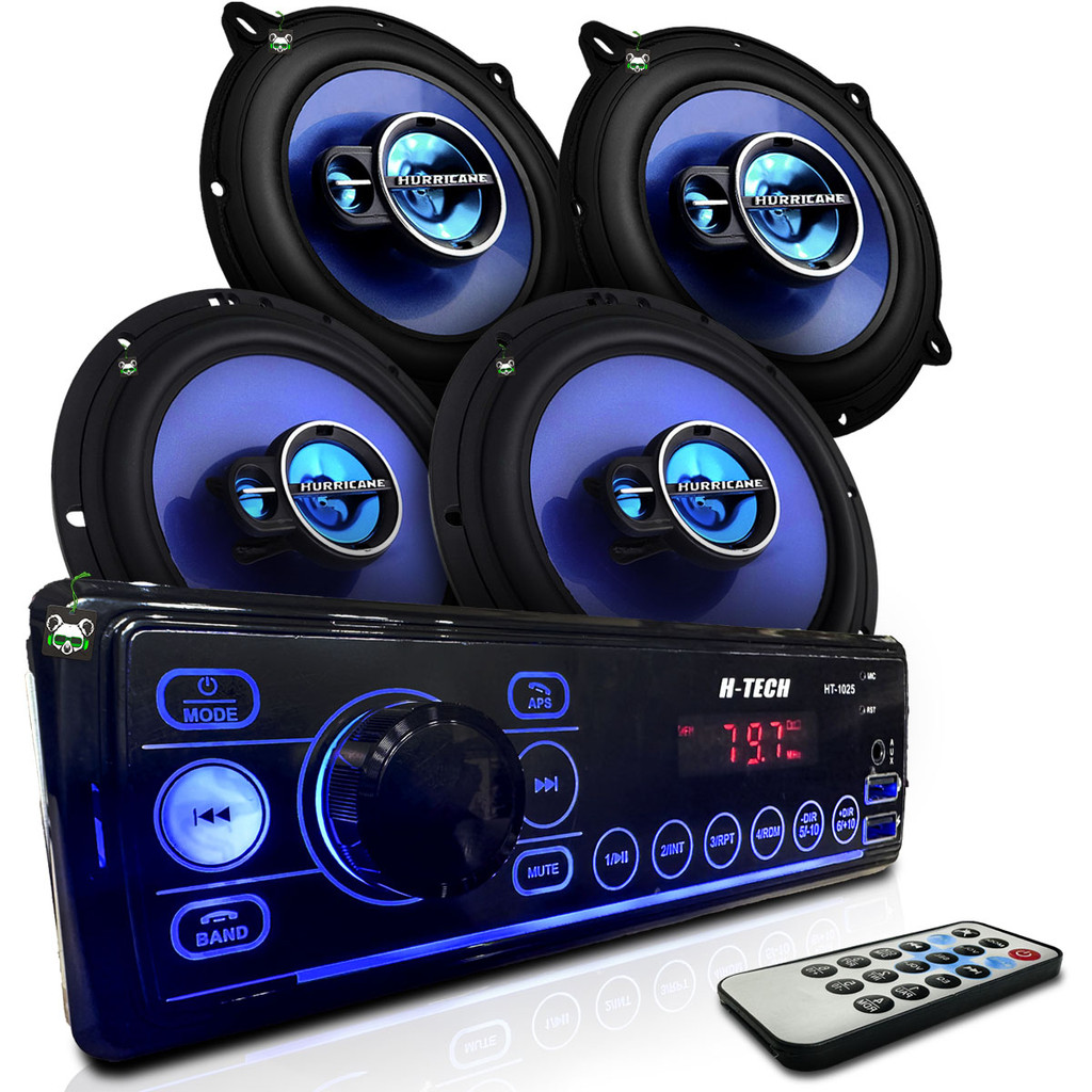 Kit Rádio Mp3 Som Automotivo + Par Alto Falante Triaxial 5 Polegadas e 6 Polegadas 100w - Spare Parts and Accessories for Vehicles
