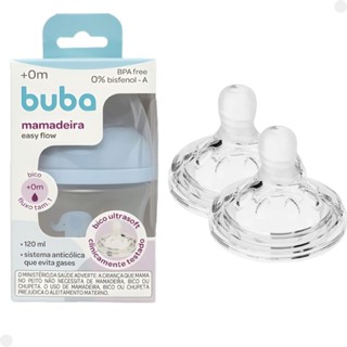 Kit Mamadeira Easy Flow Azul 120ml Com Bico De Mamadeira Fluxo 1 - Buba em Oferta na Shopee
