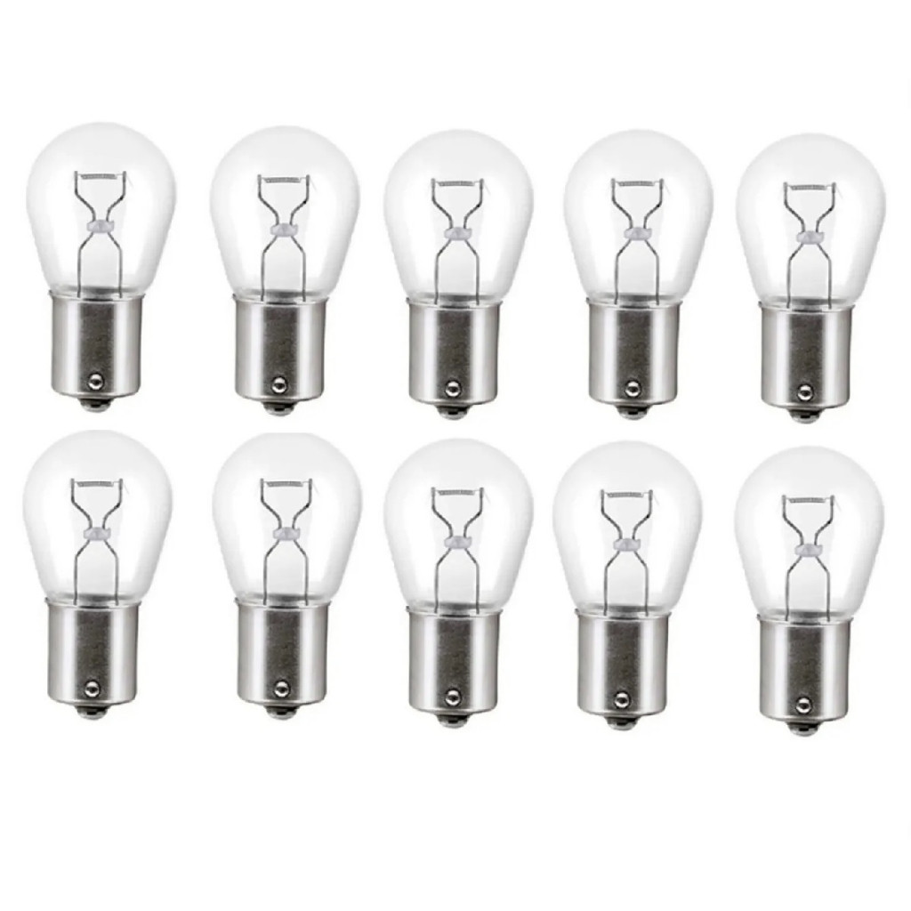 Caixa Atacado 10 Lampadas Halogena Miniatura 1 Polo 12V 21W Ba15s Automotiva Carro Luz Freio Lanterna Ré