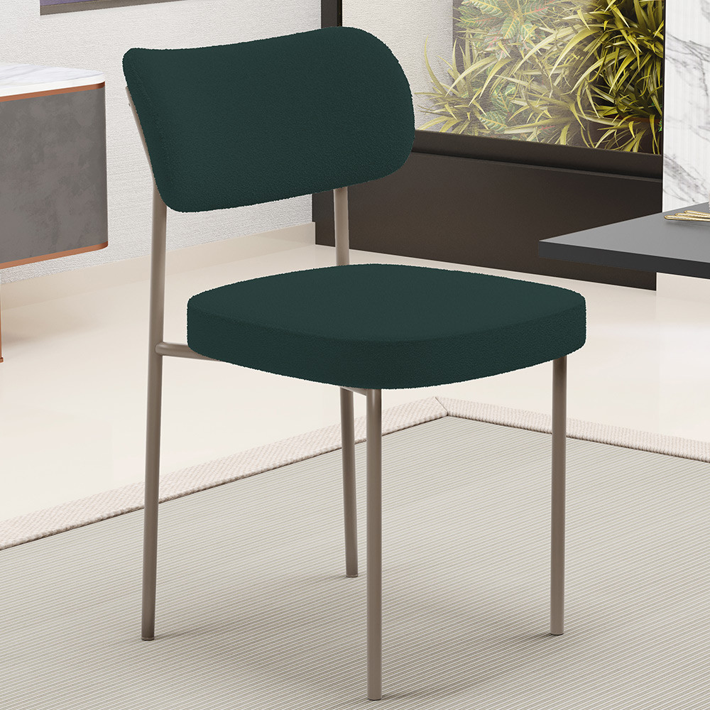 Cadeira Decorativa Sala De Jantar Melina Base Arena L02 Bouclê Verde - Lyam Decor em Oferta na Shopee