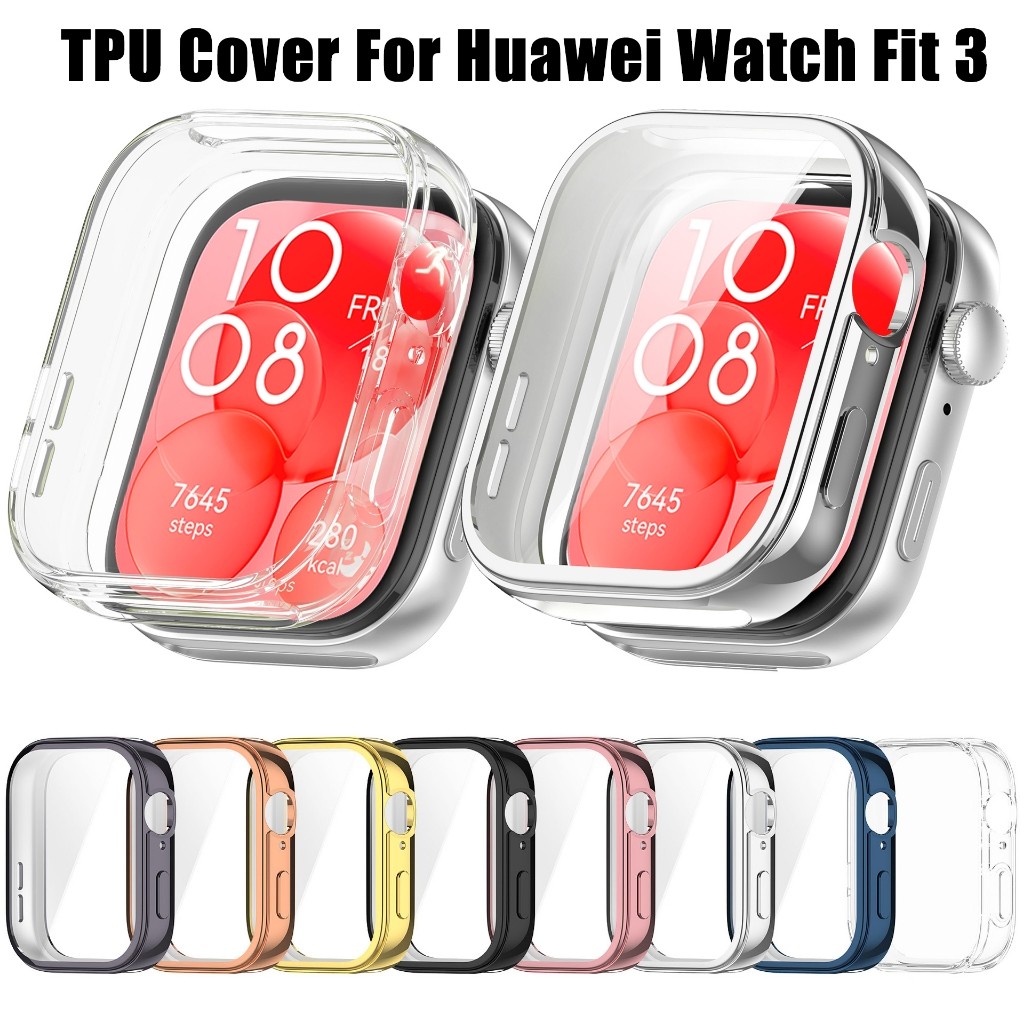 Huawei Watch Fit 3 Capa Protetora Anti-Riscos Queda Galvanoplastia TPU Protetor De Tela Completa Para Fit3 Smartwatch