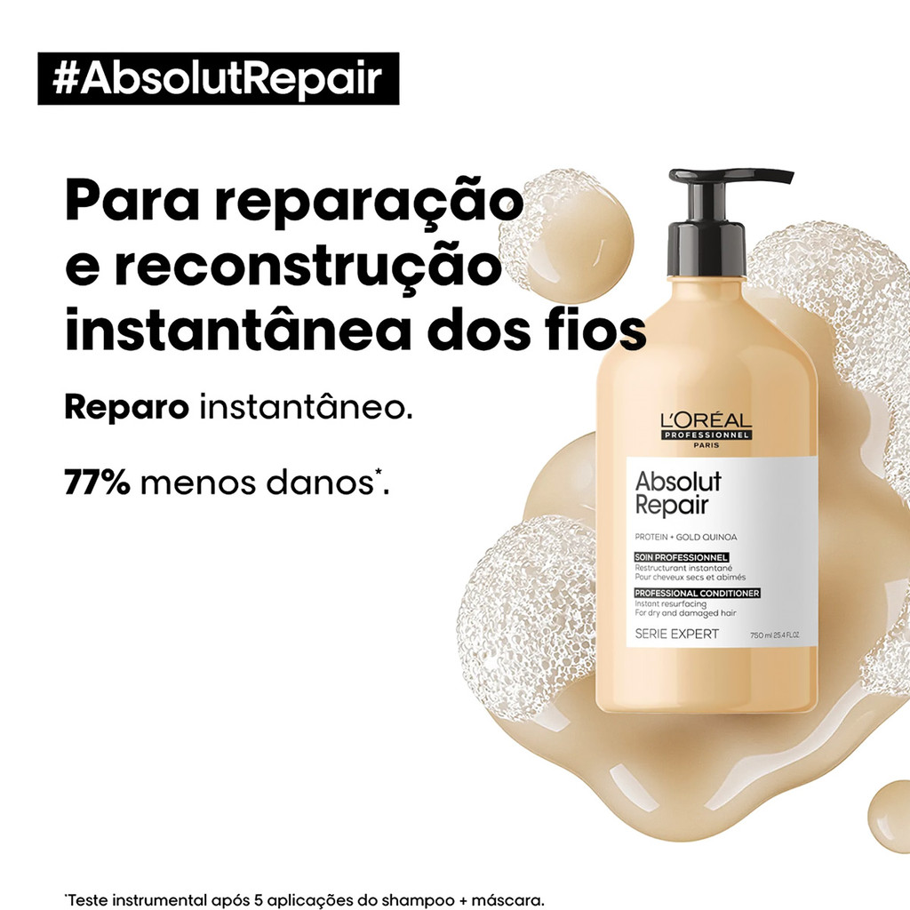 Detalhes do Kit L'Oréal Professionnel Absolut Repair Gold Quinoa Protein Duo 750ml (2 produtos)