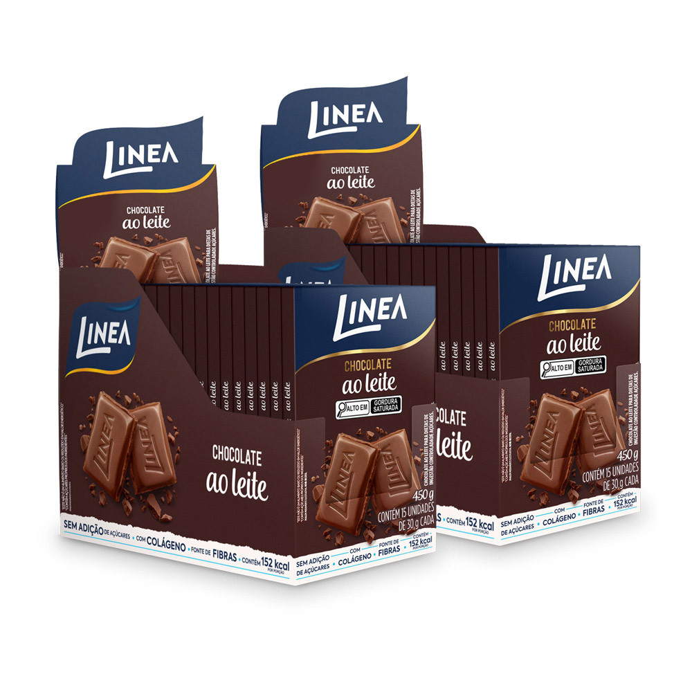 Kit 2 Displays de Chocolate Individual Linea Sabor Ao Leite Linea - 15 unidades de 30g em Oferta na Shopee