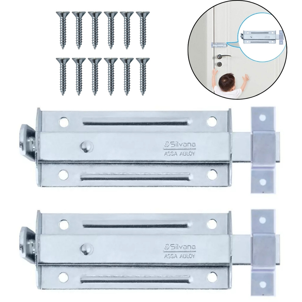 Kit 2 Ferrolhos Trinco Tarjeta Fecho Chato Para Porta Janela Portão 10cm Zincado Silvana Trinco Segurança Casa