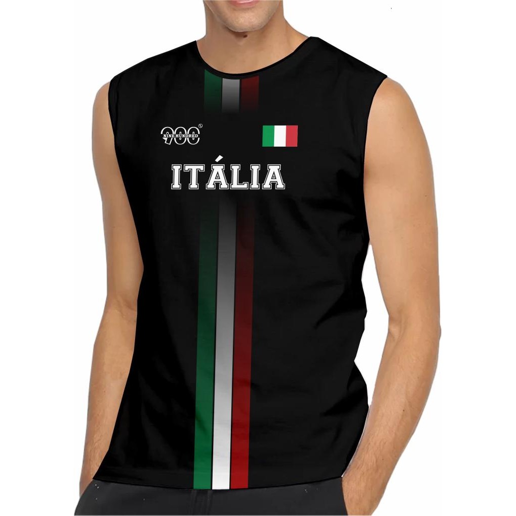 Regata Itália UV50 Masculina Uniforme Moda Volei Basquete