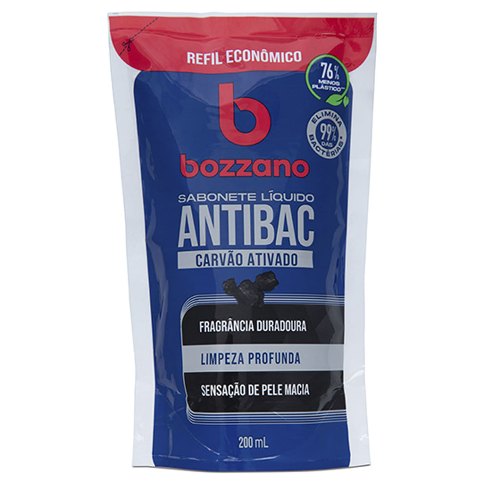 Sabonete Líquido Antibacteriano Bozzano Carvão Ativado Refil 200ml - Beauty