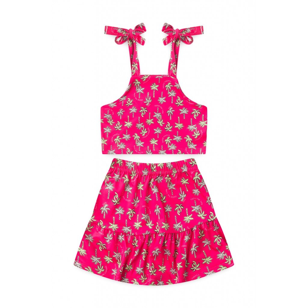 Detalhes do Conjunto Feminino Infantil Verão Tropical