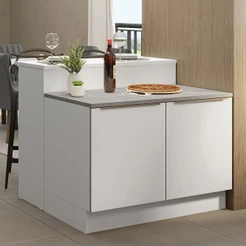 Ilha De Cozinha Com Bancada E Balcão 120 Cm Branco