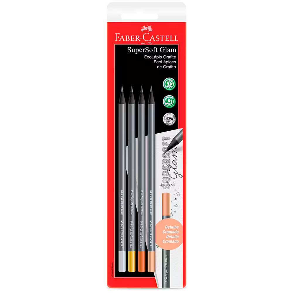Lápis preto Supersoft Glam SM/907SOFTGLAM com 4 unidades Faber-Castell