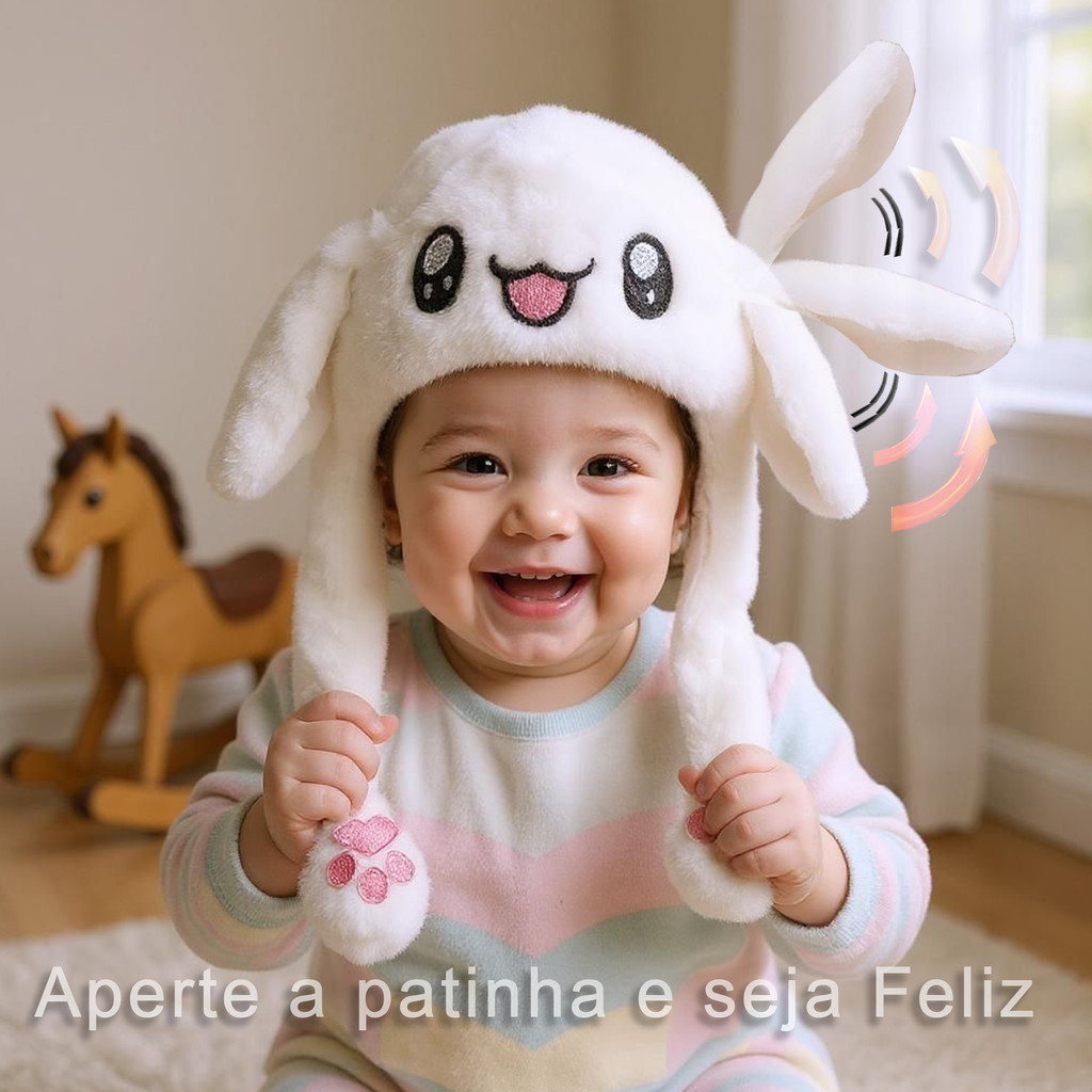 Touca de Pelúcia Levanta as Orelhas para crianças – Gorro divertido