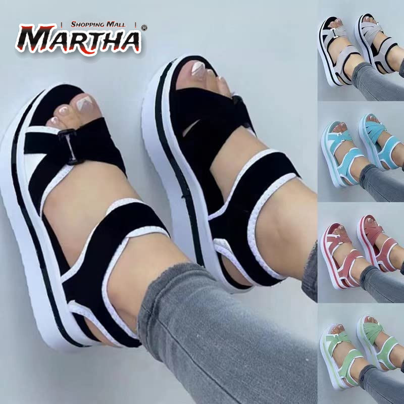 Moda Novo Estilo Sandálias De Praia Femininas Com Sola Grossa 35-43 Cunhas