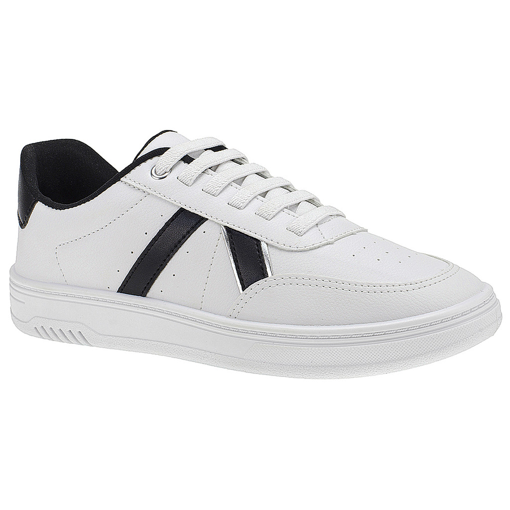 Tênis Casual Feminino Detalhe em V Metalizado Cadarço de Elástico Solado Macio 33008