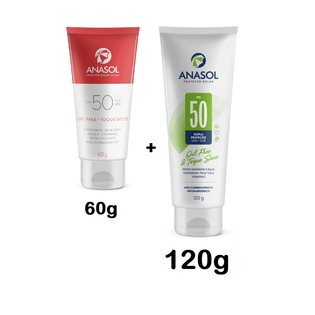 Anasol Kit Protetor Solar Facial Anasol FPS 50 de 60g + Corporal Anasol FPS 50 de 120g