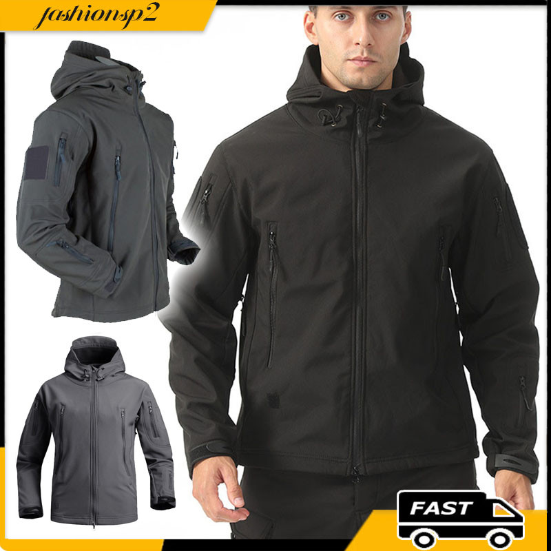 Jaqueta Tática Impermeável Masculina Com Pele Macia Shark