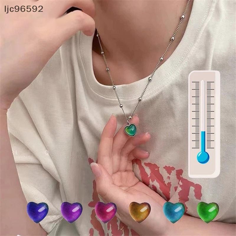[ljc] Colar Com Pingente De Coração Que Muda De Cor Doce Para Mulheres Design Simples Pedra Sensível À Temperatura Garga em Oferta na Shopee