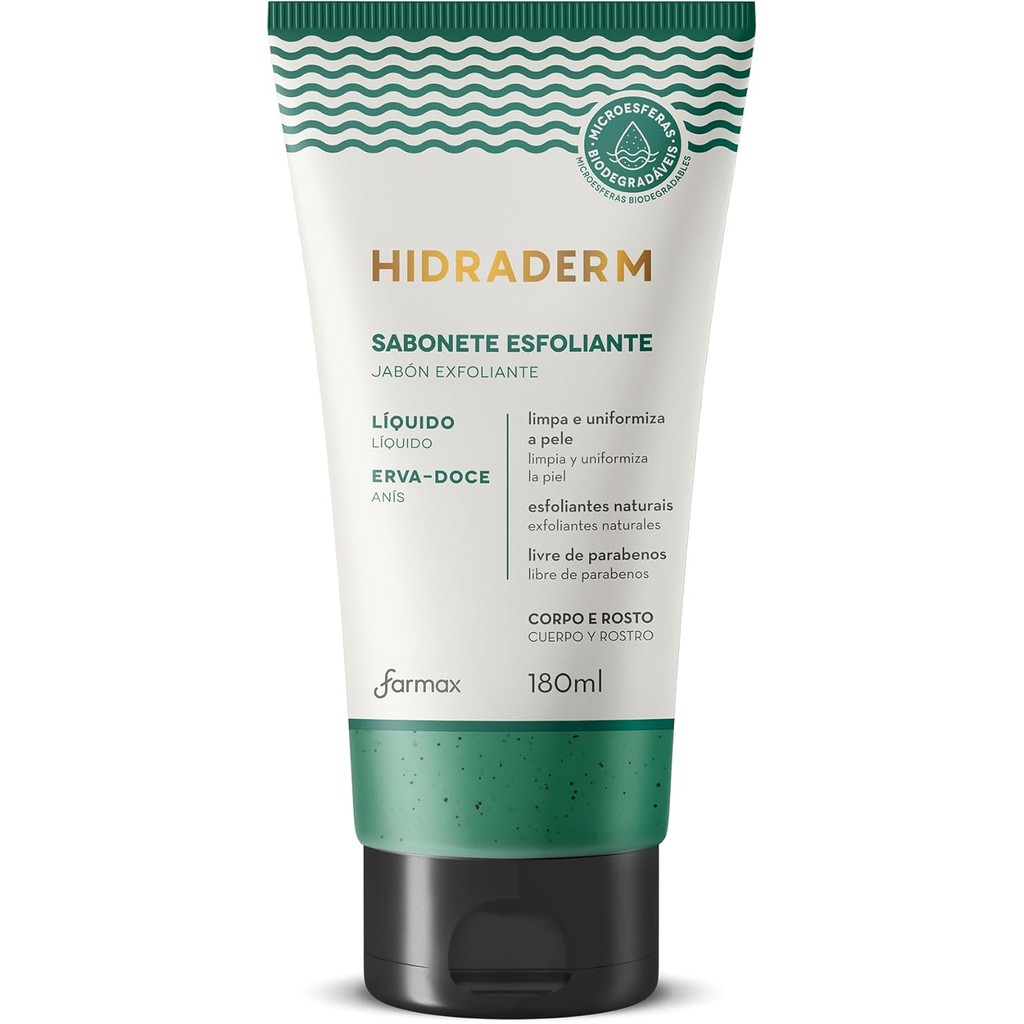 Sabonete Liquido Esfoliante Erva Doce Hidraderm 180ml
