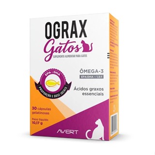 Ograx Gatos Avert – 30 Cápsulas Ômega-3 e Vitamina E para Gatos em Oferta na Shopee