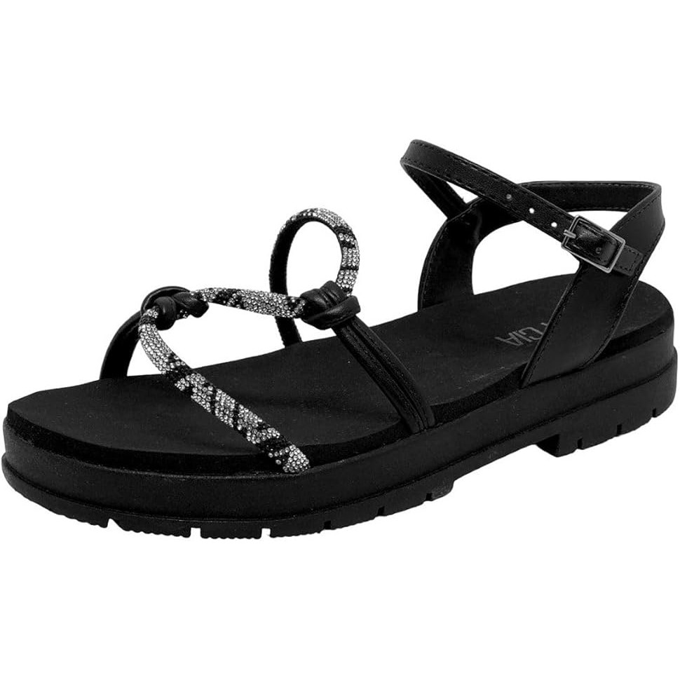 SANDÁLIA SUA CIA SUPER LEVE COM TIRAS COM STRASS PRETO R.8359-15508