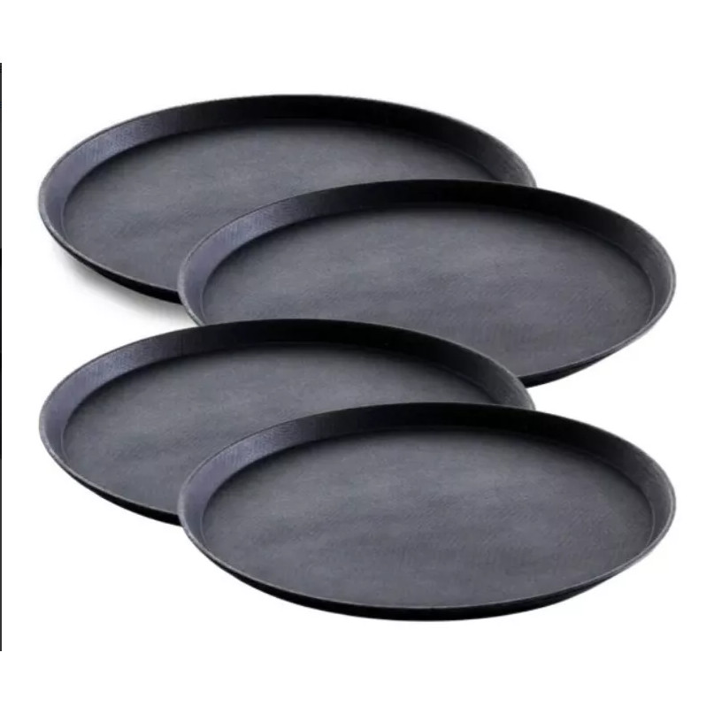 Kit 4 Bandejas Redondas Garçom Profissional Antiderrapante 40cm Resistente Bar Restaurante em Oferta na Shopee