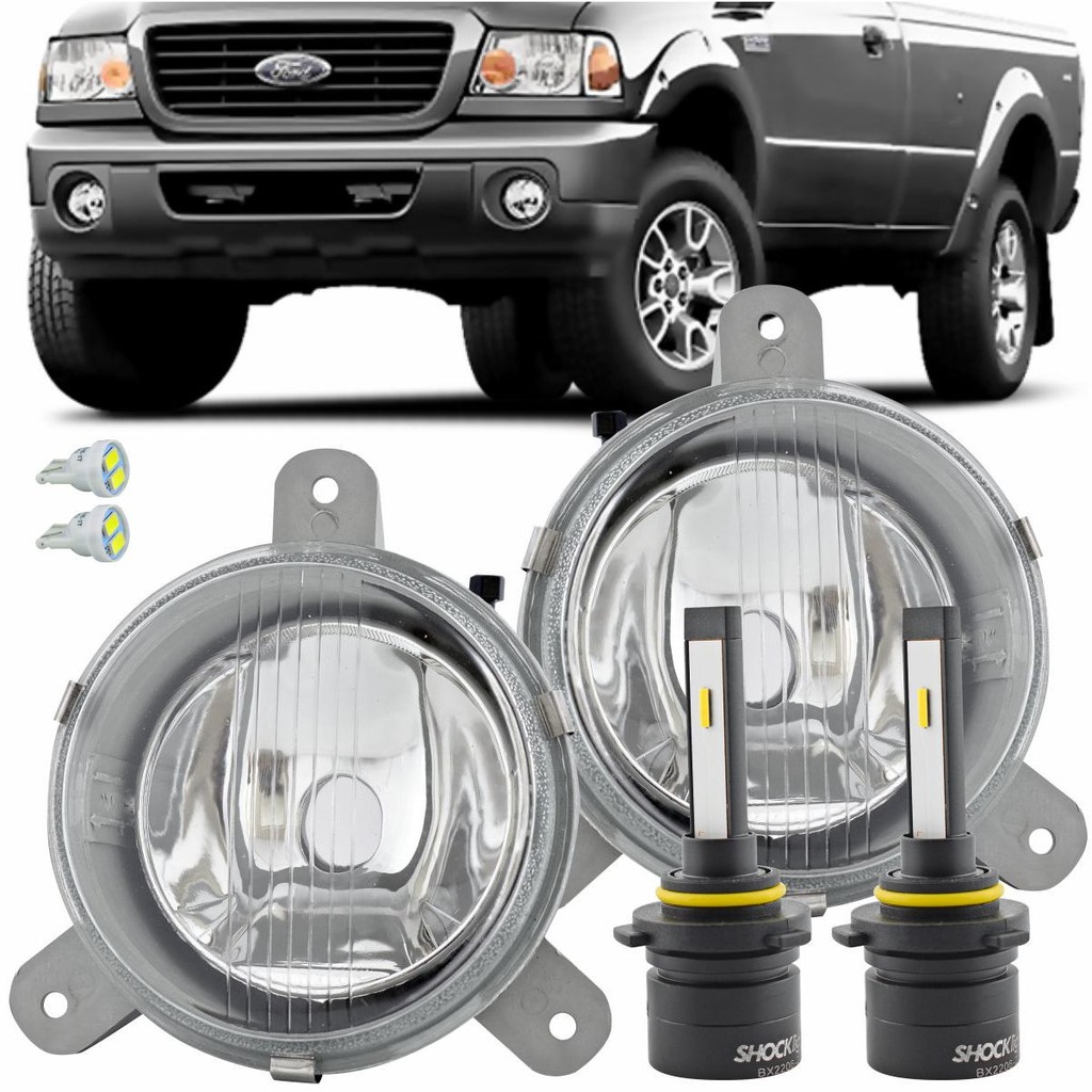 Par Farol Milha Ford Ranger 2005 A 2011 Ecosport 2003 A 2007 Vidro +LED