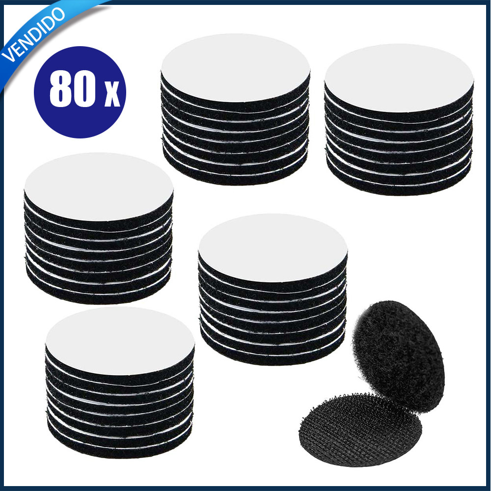 80x Suporte de almofada para sofá com velcro redondo preto Suporte de almofada para sofá com tapete adesivo feito à mão