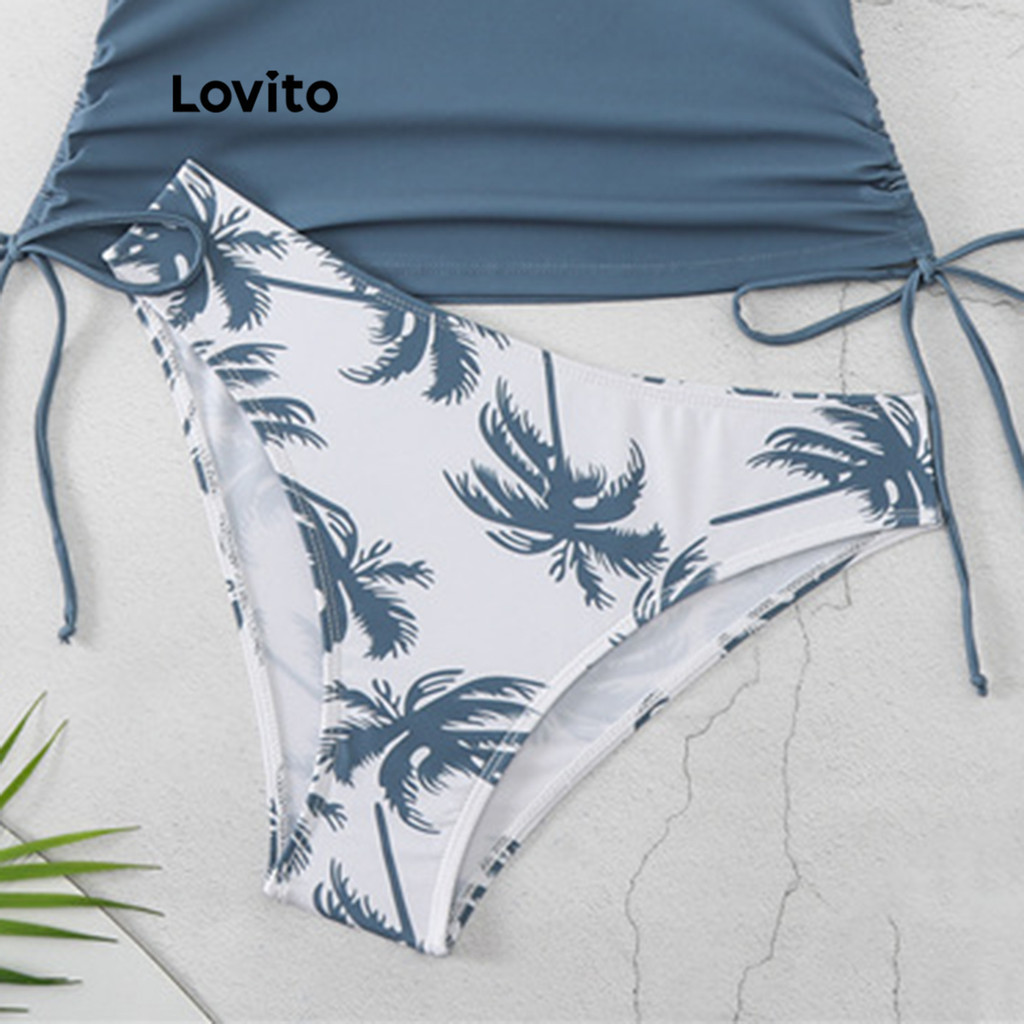(Trendy) Lovito Conjuntos de biquínis elegantes com estampa de renda tropical para mulheres LNL89173 - Sports & Outdoors