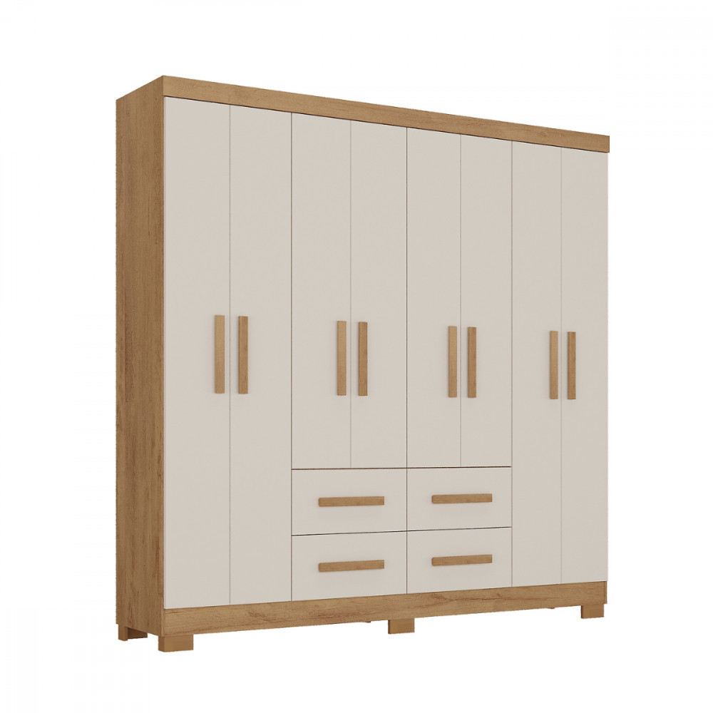 Guarda Roupa Casal 8 Portas Itapema Amadeirado com Reflecta Atualle